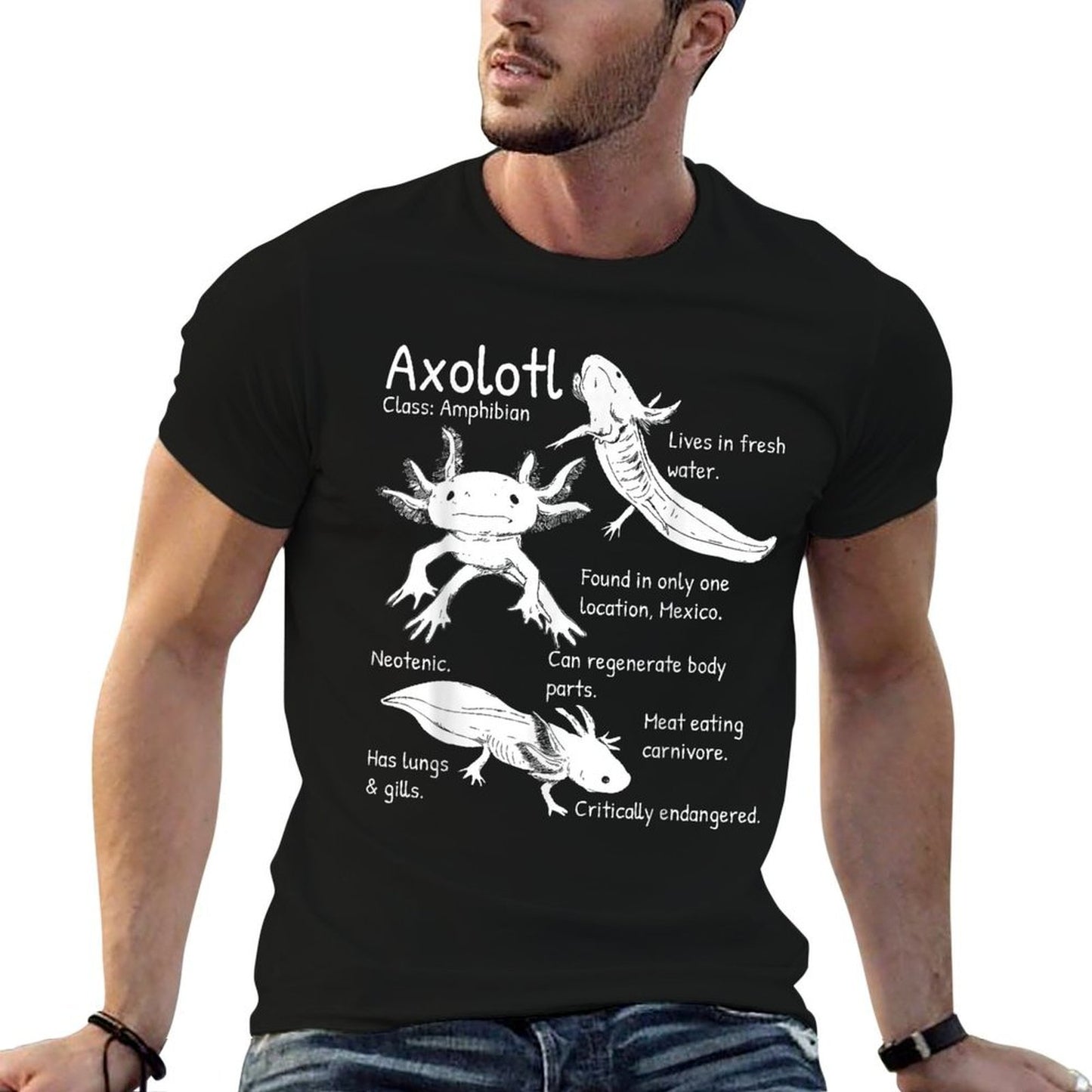 Axolotl Facts Species Types Endangered Animals Illustration  Quick-drying T-Shirt