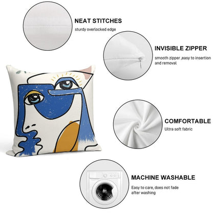 Minimal  Cute Face Soft Washable Throw Pillow