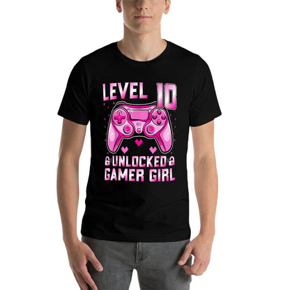 Level 10 Unlocked Gamer Girl Video Gamer 10th Birthday Comfortable T-Shirt