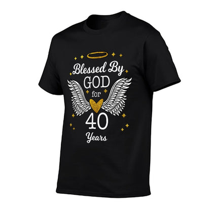 Blessed By God For 40 Years Angel Wings 40th Birthday  Eco-friendly Material T-Shirt