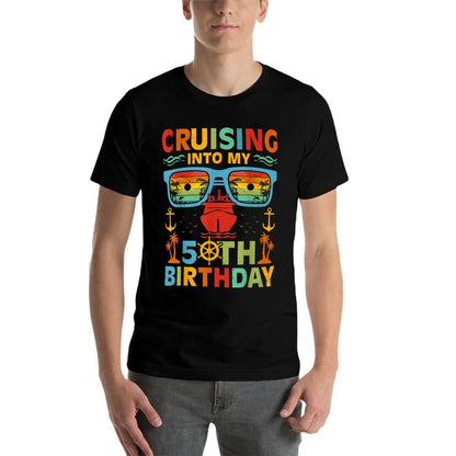Cruising Into My 50th Birthday Cruise Vacation Birthday  Oversized Silhouette T-Shirt