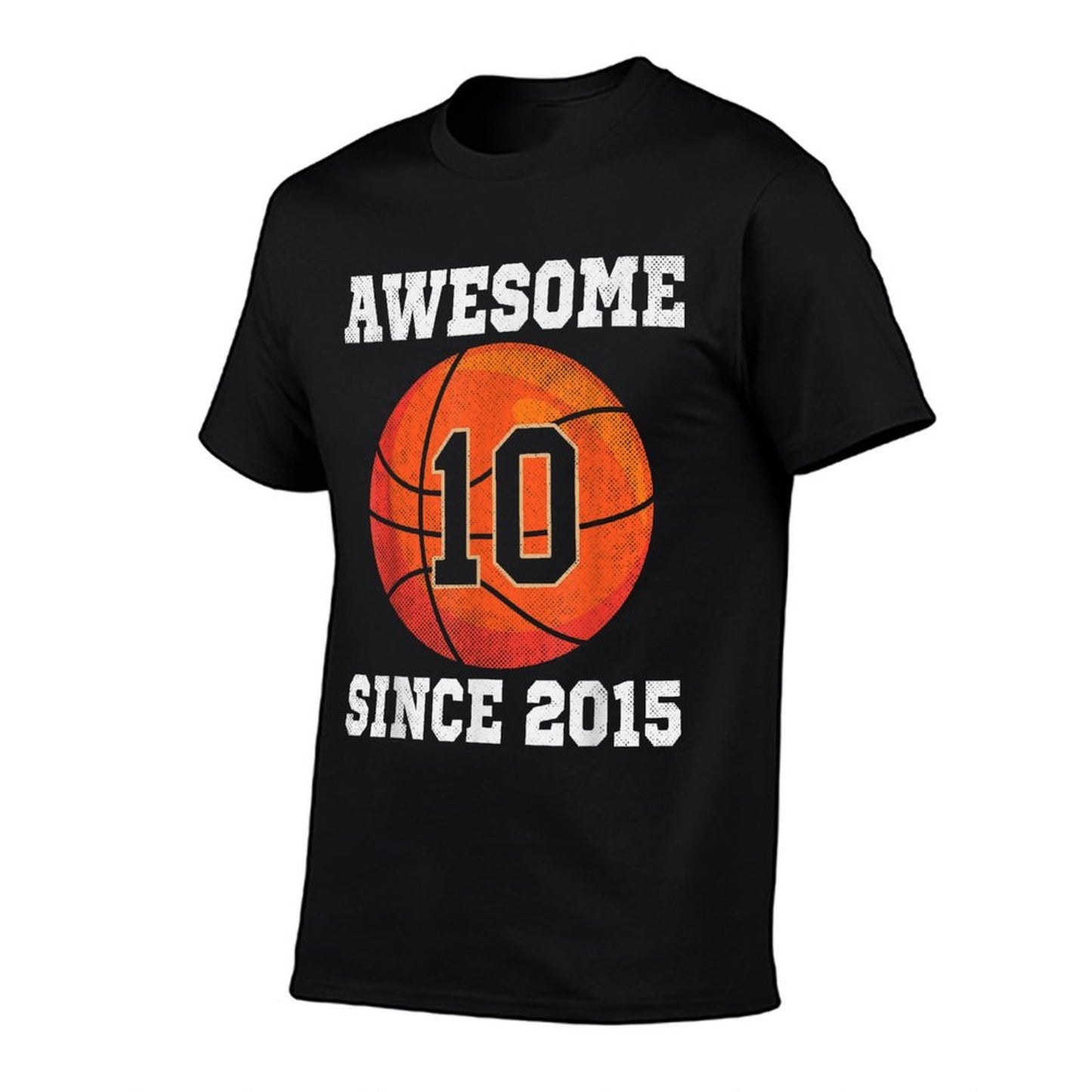 10th Birthday Basketball Lover 10 Years Old Vintage Sports  Ribbed Collar T-Shirt