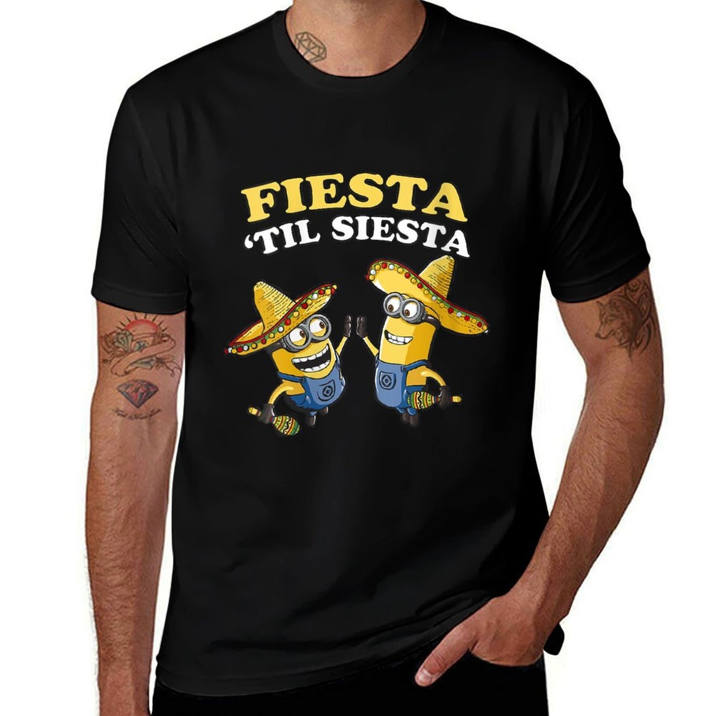 Womens Despicable Me Minions Fiesta 'Till Siesta Sombrero Portrait  Odor-resistant T-Shirt