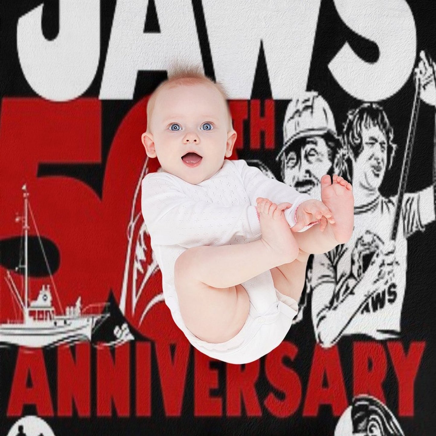 Happy 50th to That Great White Shark Movie-1 (BEWARE OF IMMITATIONS ) Easy Care Throw Blanket