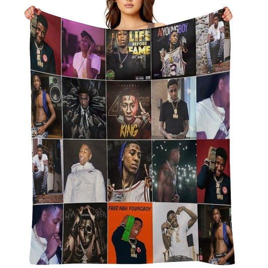 YoungBoy Never Broke Again Photo Collage Wrinkle-free Throw Blanket
