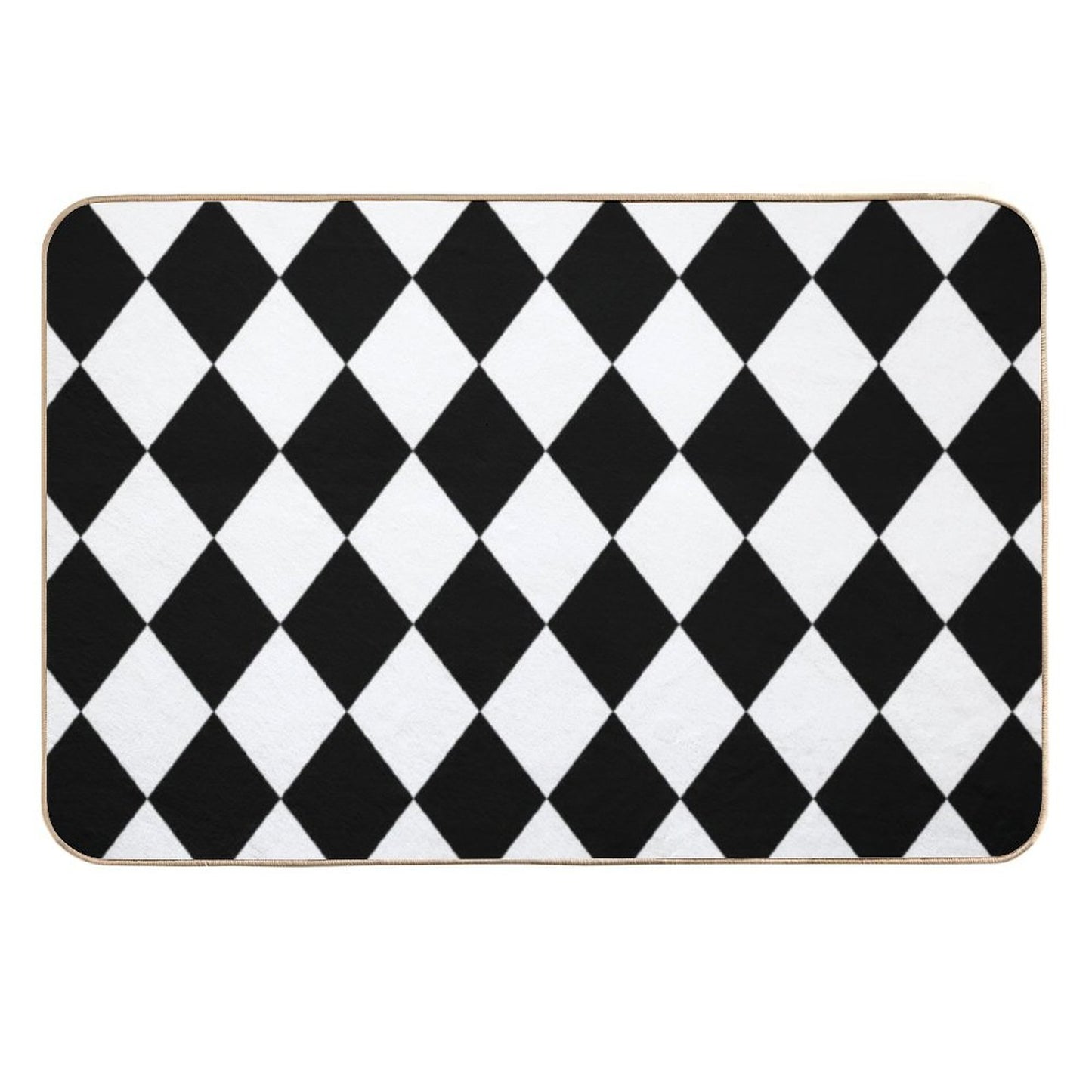 Black And White Harlequin Pattern  Easy Maintenance Bath Mat