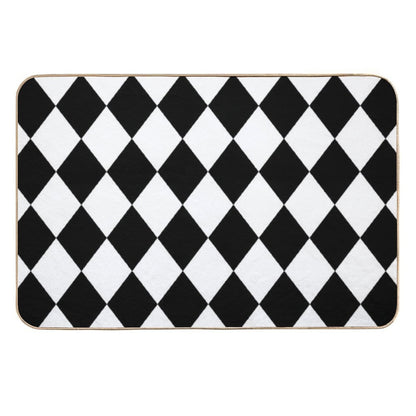 Black And White Harlequin Pattern  Easy Maintenance Bath Mat