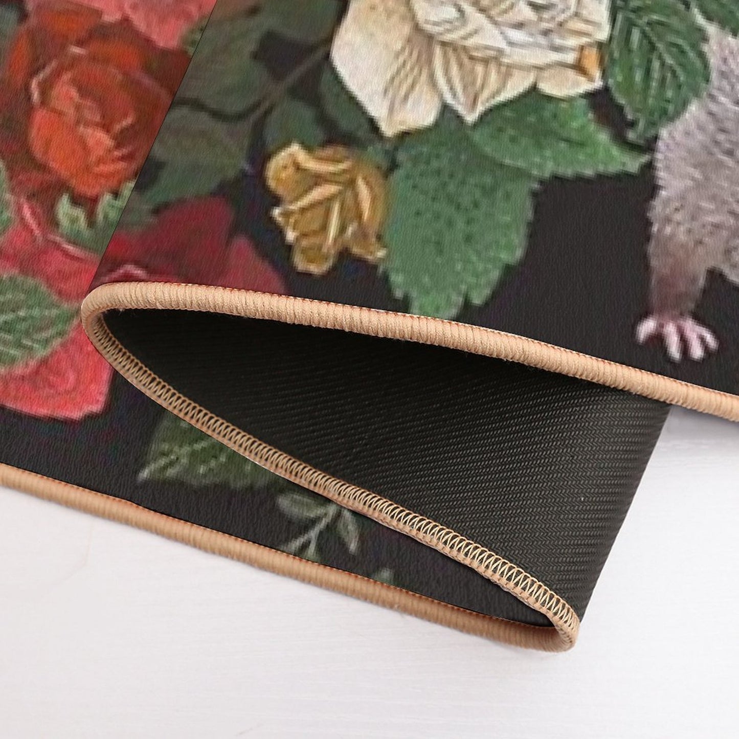Opossum Floral Pattern  Dirt-Trapping Bath Mat