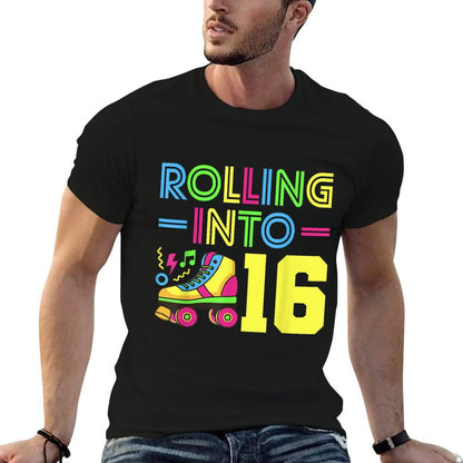 Rolling Into 16 Year Old 80's Outfitn Girl 16th Birthday  Polyester Blend T-Shirt