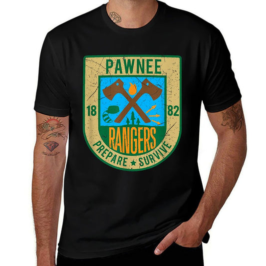 Mens Pawnee Rangers Goddesses Scout Color Vintage  Slim-fit Cut T-Shirt