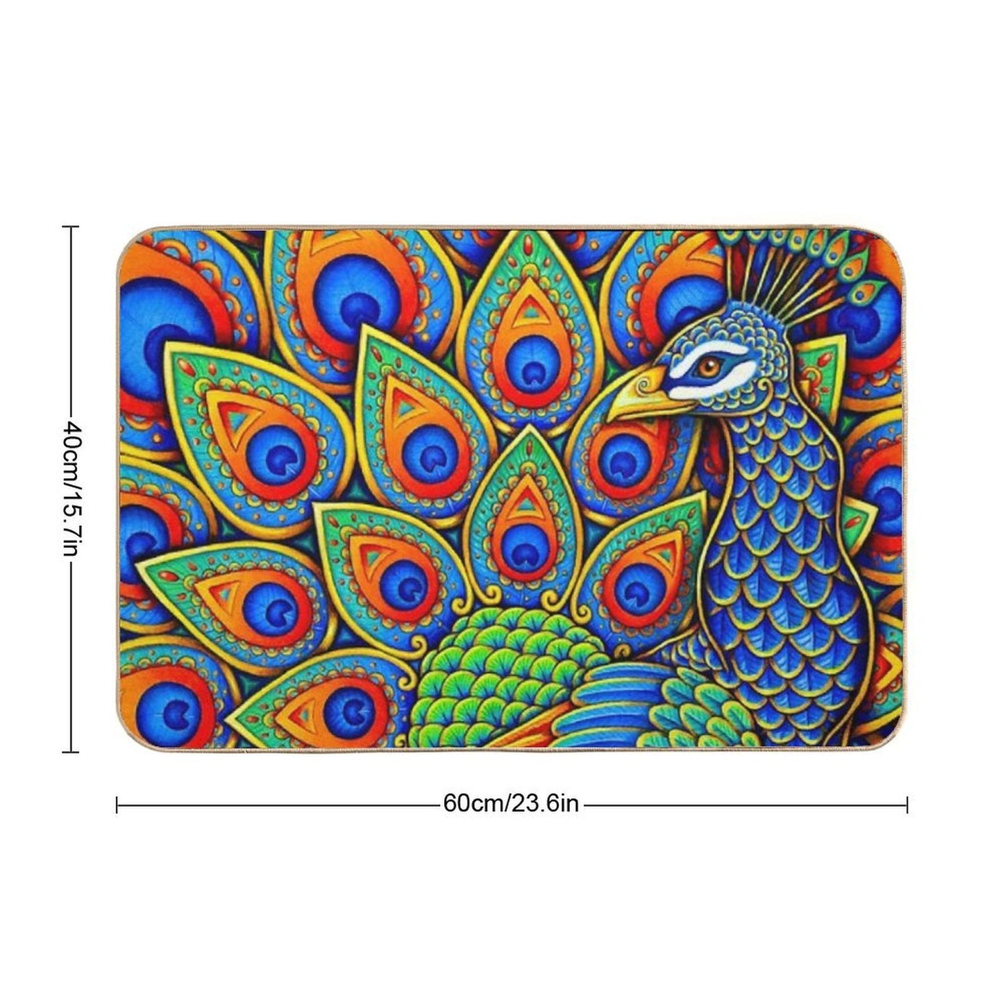 Colorful Paisley Peacock Rainbow Bird  Rapid-Drying Bath Mat