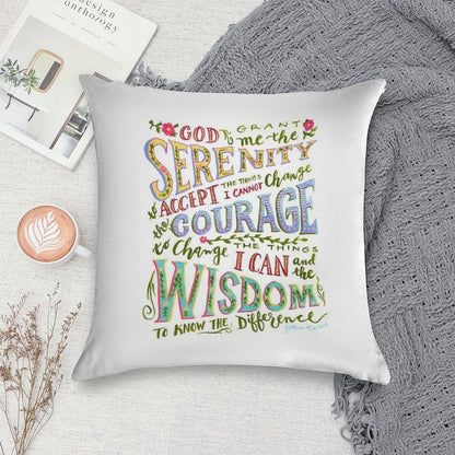 Serenity Prayer Hand Lettered Soft Skin-Friendly Throw Pillow