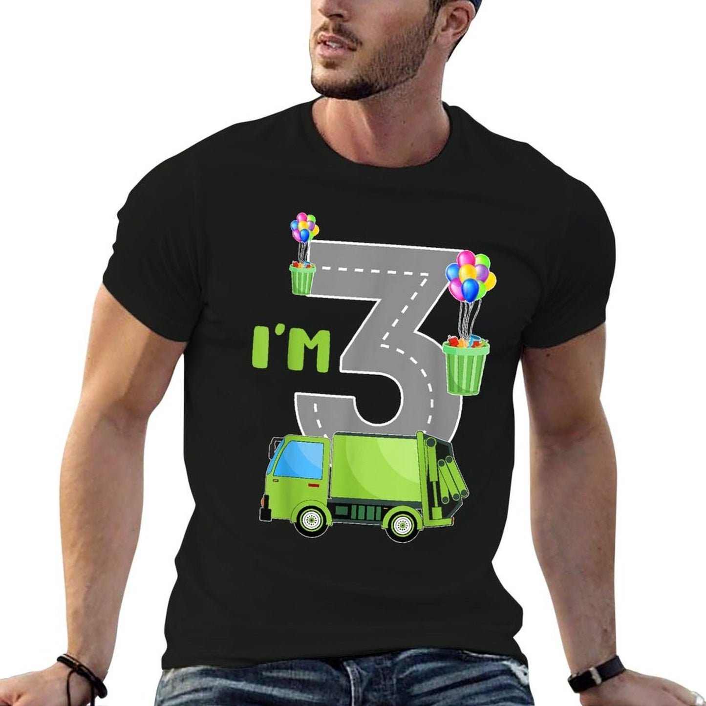 I'm 3 Years Old 3rd Birthday Garbage Truck Birthday Boy Kids  Fade-proof Color T-Shirt