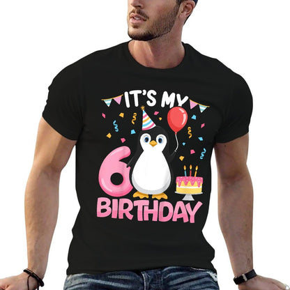 Kids Penguin Birthday 6 Year Old Girl 6th Birthday Party Six  Graphic-printed T-Shirt