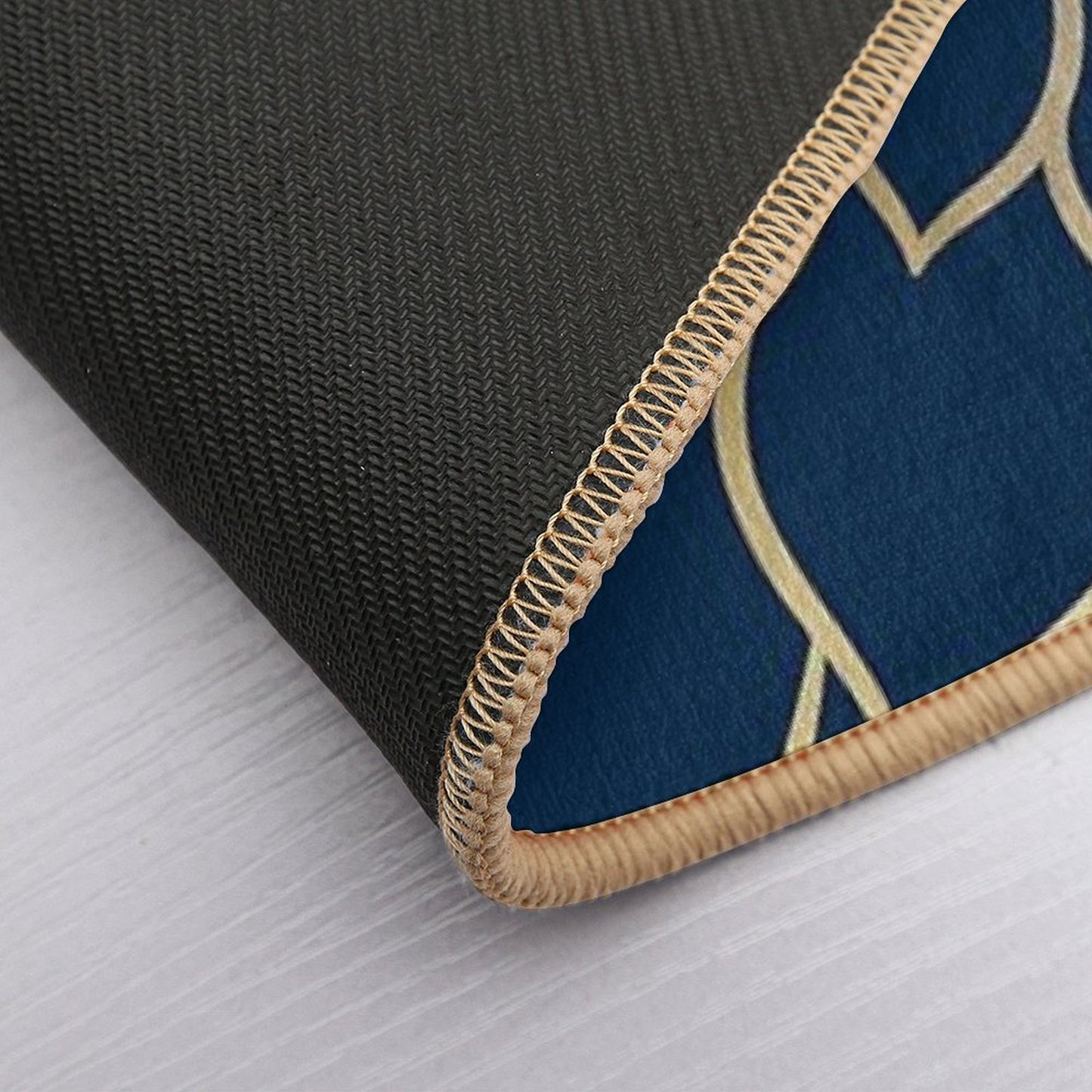 Floral Modern Print Art, Navy Blue And Gold  Pet-Safe Bath Mat