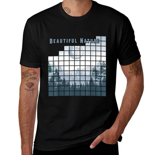 Forest Beautiful Nature Square Minimalism  Oversized Silhouette T-Shirt