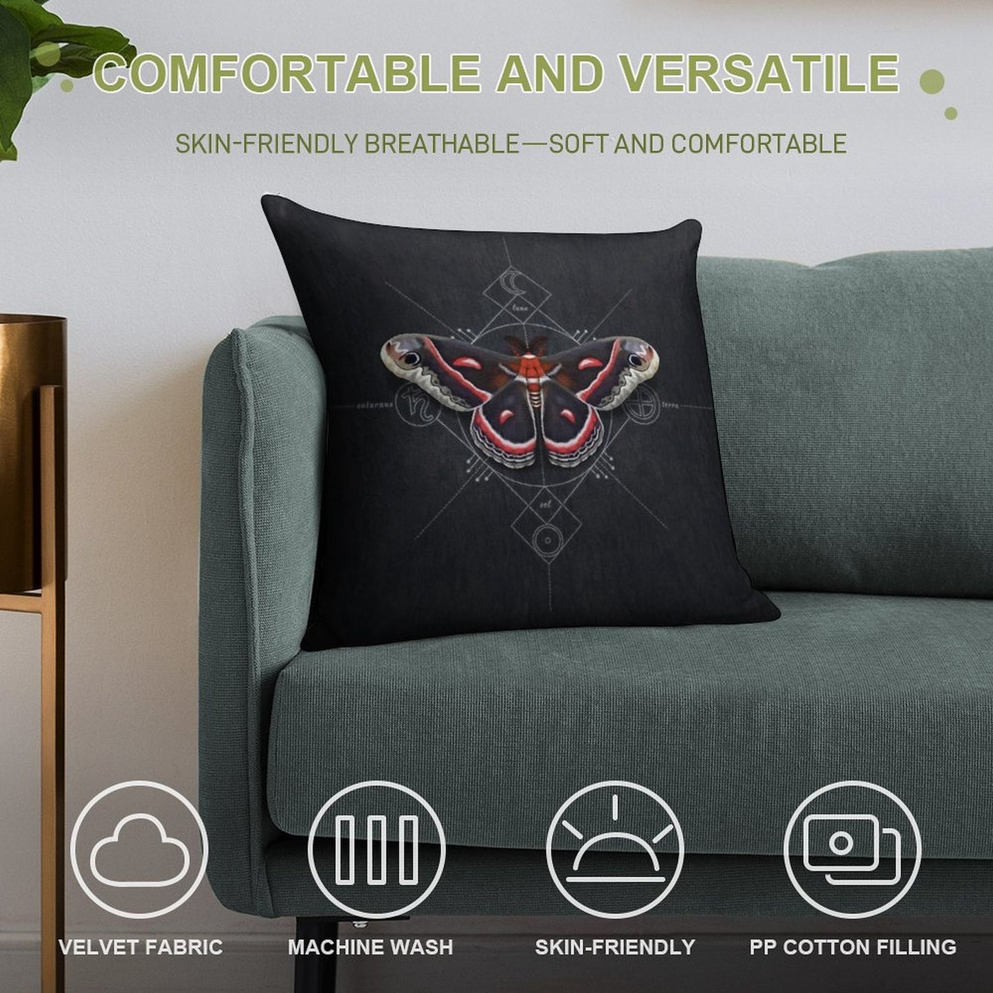 Cecropia Moth Soft Anti-Pilling Throw Pillow