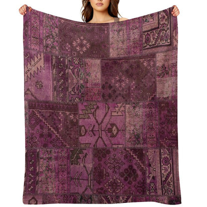 Persian Vintage Vintage Patchwork Red Sustainable Throw Blanket