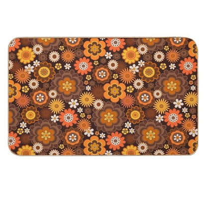 Vintage Retro 70s Floral Pattern  Eco-Friendly Bath Mat