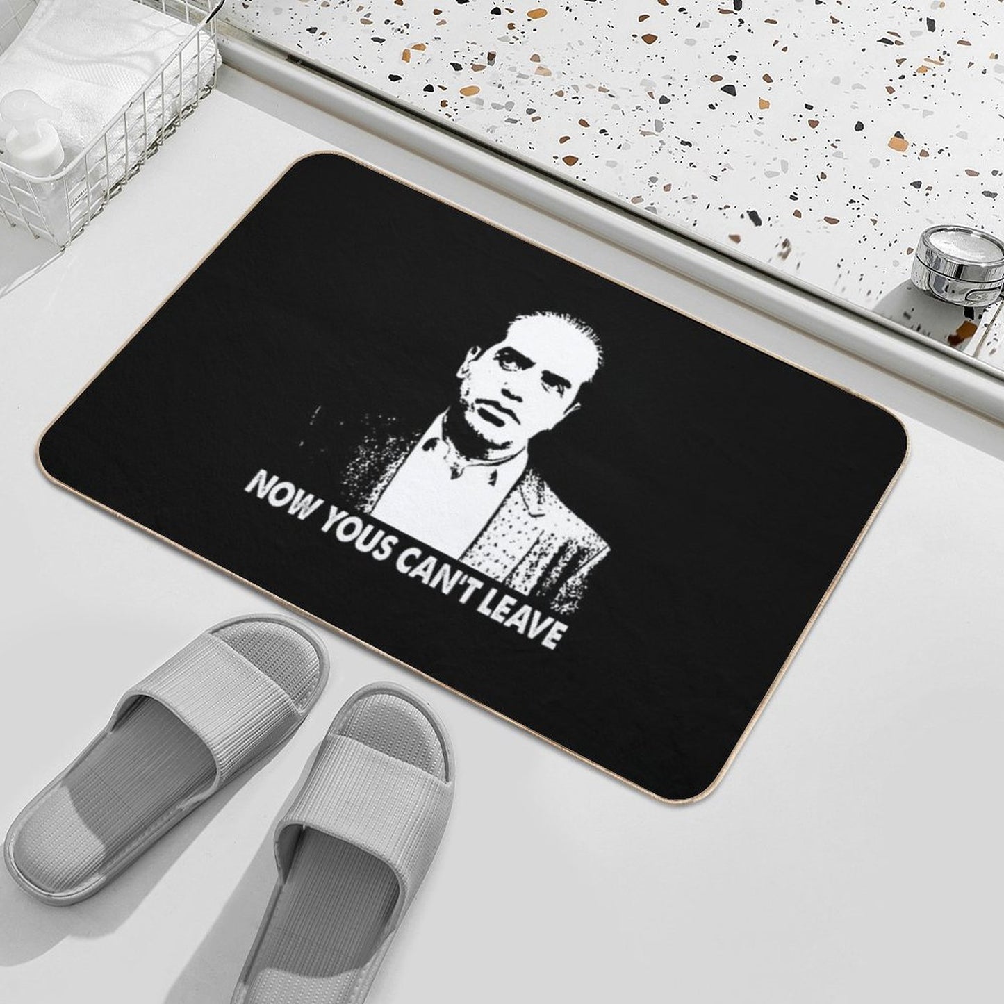 Now Yous Can't Leave Art Retro Black And White  Absorbent Bath Mat