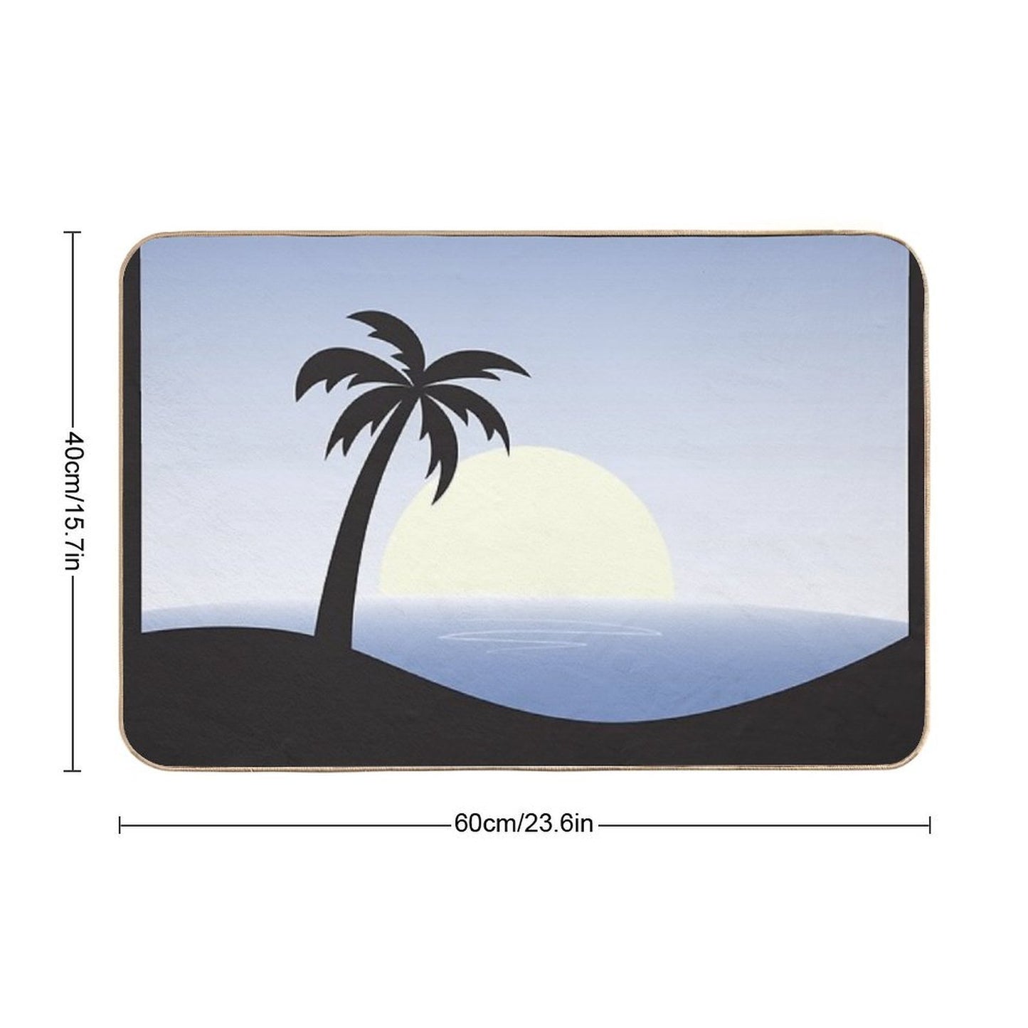 Beach Silhouette (Blue)  Easy Maintenance Bath Mat