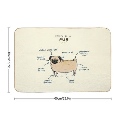 Anatomy of A Pug  Long-Lasting Bath Mat