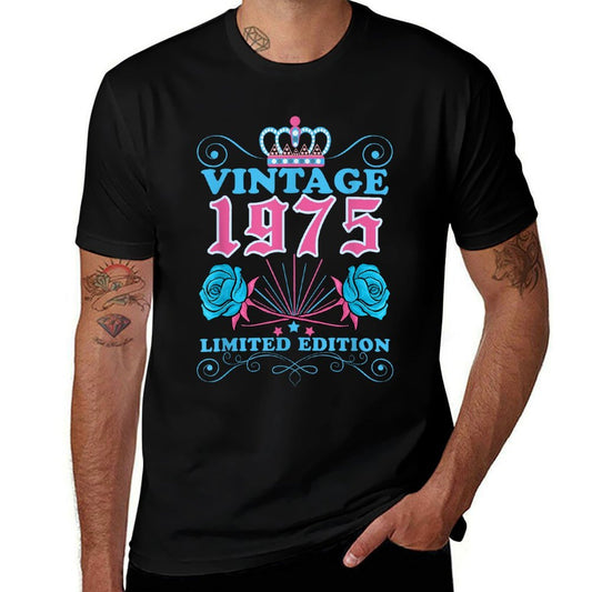 Vintage 50th Birthday Decorations Vintage 1975 50 Years Old  Wrinkle-resistant T-Shirt