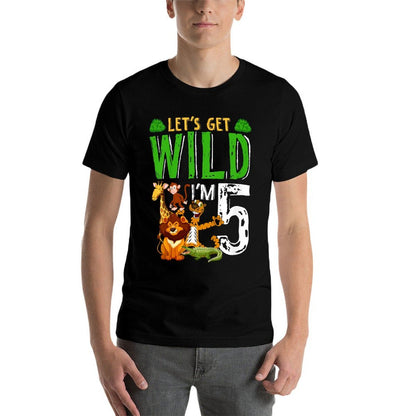Kids Let's Get Wild I'm 5 Years Old - 5th Birthday  Oversized Silhouette T-Shirt