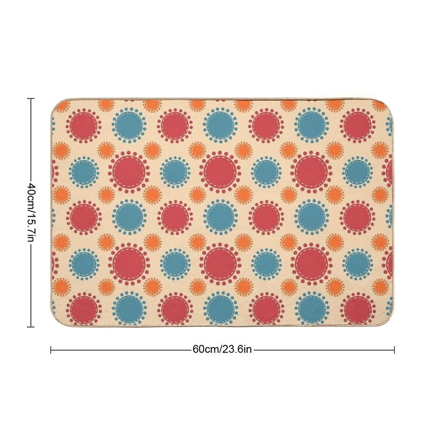 Playful Retro Dot Circles  70s Inspired Boho Geometric Pattern  Pet-Safe Bath Mat