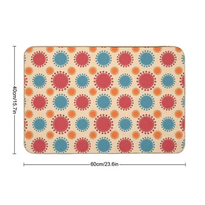 Playful Retro Dot Circles  70s Inspired Boho Geometric Pattern  Pet-Safe Bath Mat
