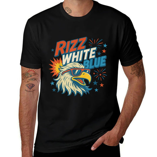 Rizz White Blue Patriotic Eagle 4th Of July  Moisture-wicking T-Shirt