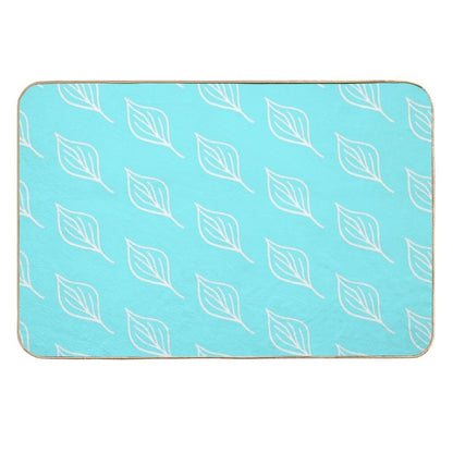 Leaf White Minimalist  Stain-Proof Bath Mat