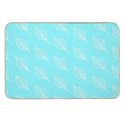 Leaf White Minimalist  Stain-Proof Bath Mat