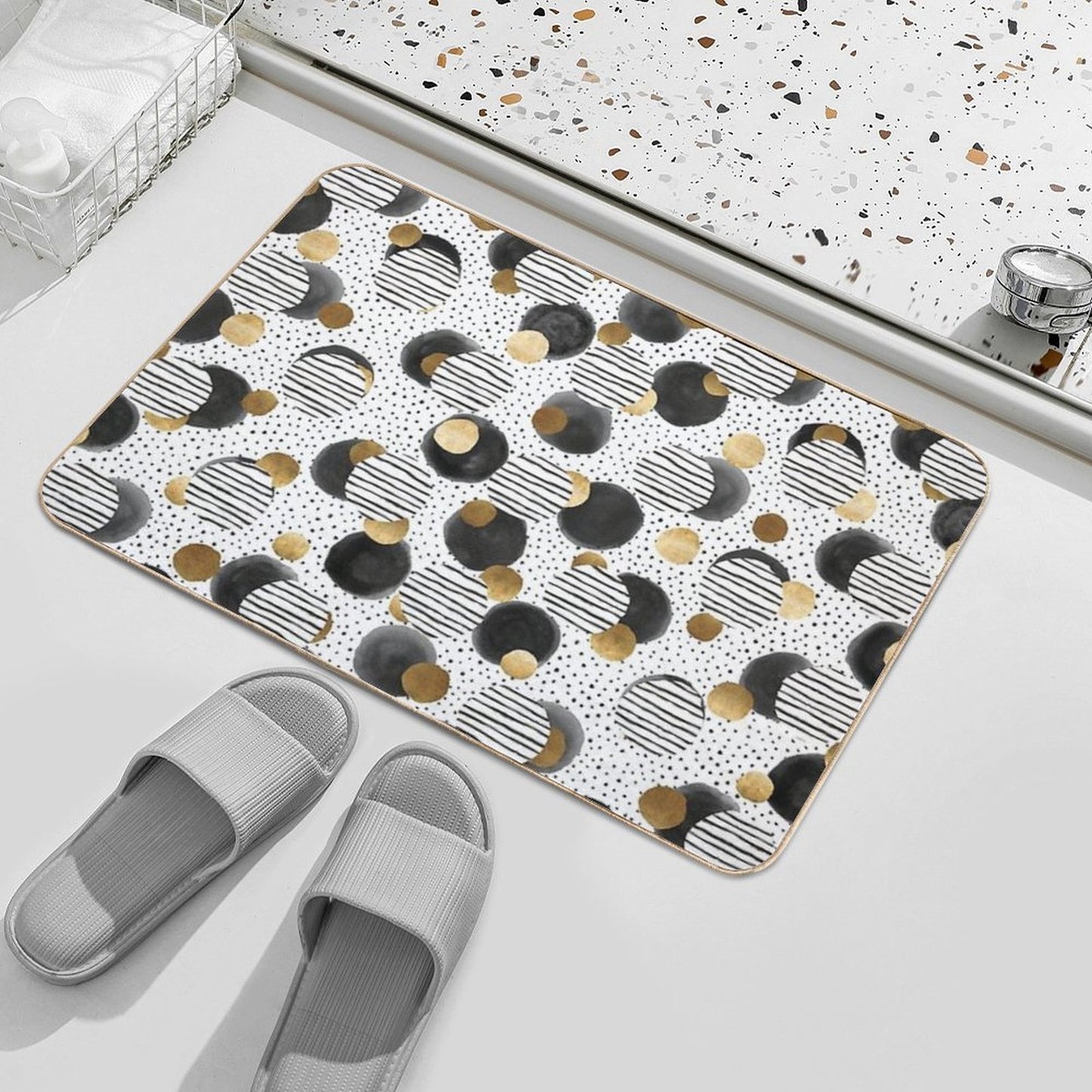 Classy Gold  Repositionable Bath Mat