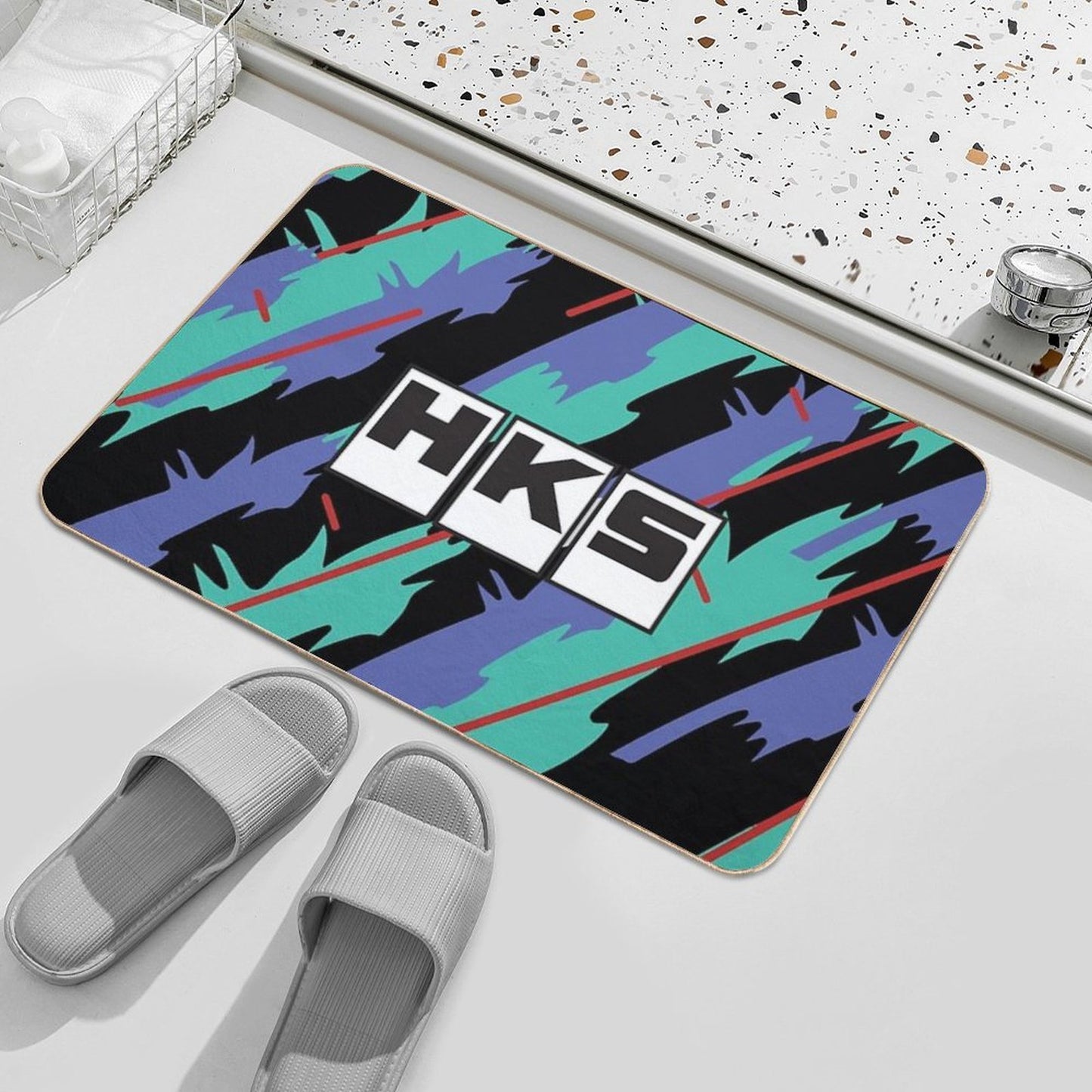 HKS Retro Pattern  Dirt-Trapping Bath Mat