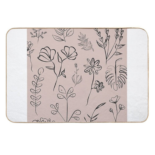 Aesthetic Simple Modern Nude Floral Design  Odorless Bath Mat