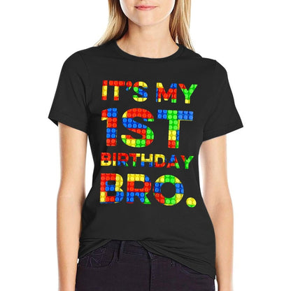 Kids Kids Cute 1st Birthday Shirt 1 Year Old Block Building Boys  Quick-drying T-Shirt