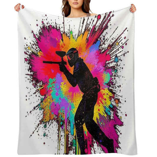 Paintball Logo Game Player Pop Art Graphic Easy Care Throw Blanket