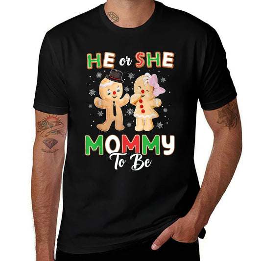Gingerbread He Or She Mommy To Be Christmas Gender Reveal  Wrinkle-resistant T-Shirt