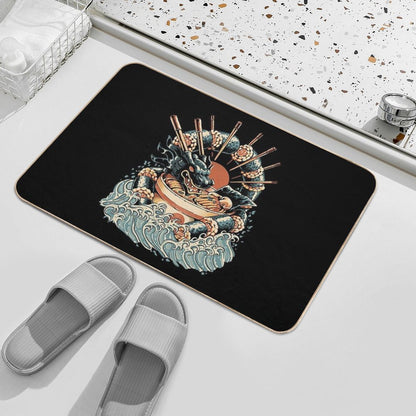 Dragon Sushi Ramen - Black Version  Easy To Clean Bath Mat