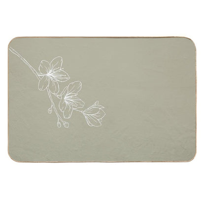 Minimal Flower Print Green  Fade-Resistant Bath Mat