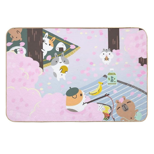 Bubu And Moonch, Cherry Blossom  Slip-Resistant Bath Mat