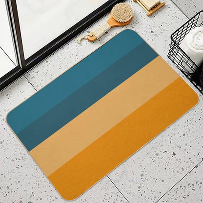 Blue to Orange Minimalist Color Block Stripes Pattern  Pet-Safe Bath Mat