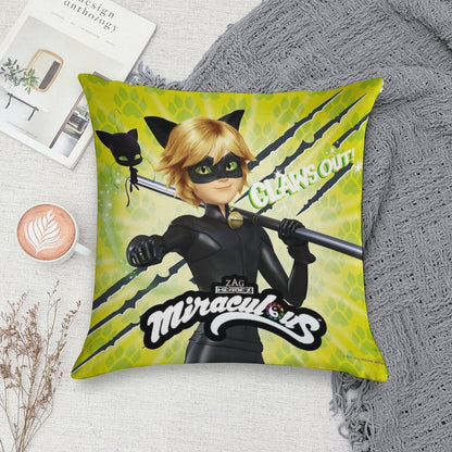 Miraculous Ladybug - Character Focus Cat Noir Claws Out Soft Skin-Friendly Throw Pillow