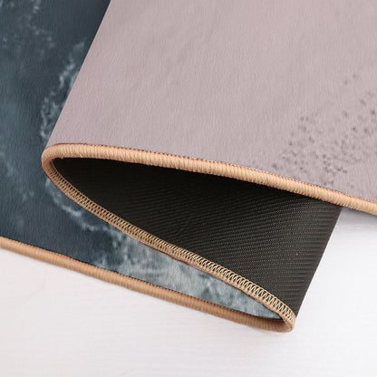 Aerial Ocean Beach Print, Pink Sand, Crashing Waves, Dark Blue Sea, Travel Photography  Easy To Clean Bath Mat