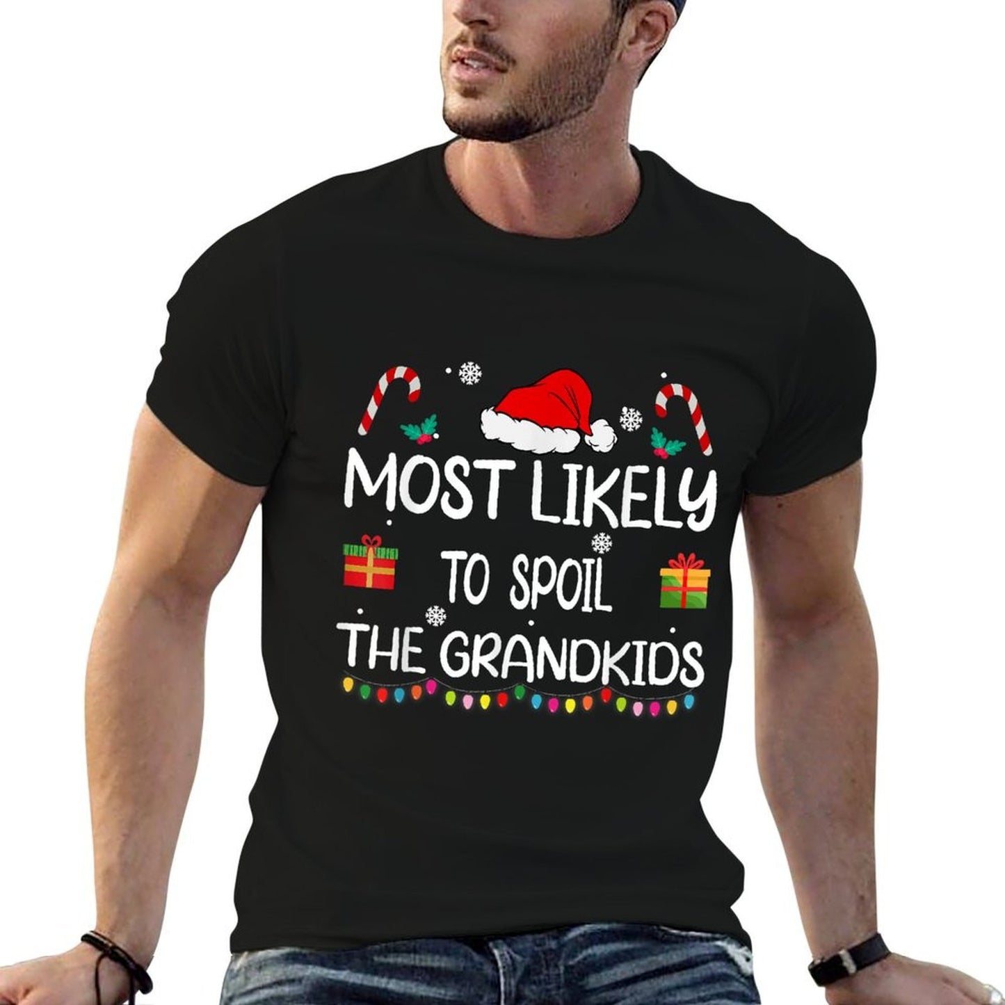 Most Likely To Spoil The Grandkids Christmas Family Matching  Trendy Pattern T-Shirt