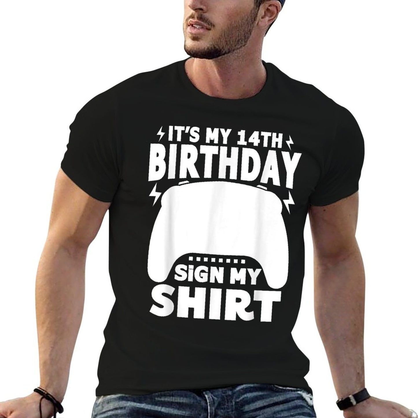 Funny Video Gamer 14 Years Old It's My 14th Birthday Sign My  Relaxed-fit T-Shirt