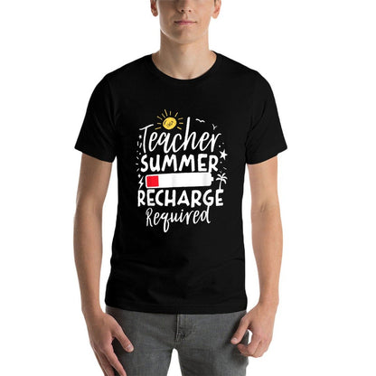 Teacher Summer Recharge Required Battery Teacher Break  Affordable Price T-Shirt