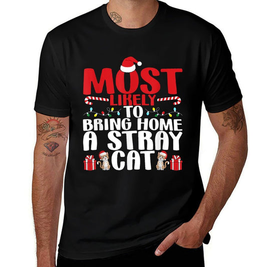 To Bring Home A Stray Cat Christmas Funny Xmas Holiday  Eco-friendly Material T-Shirt