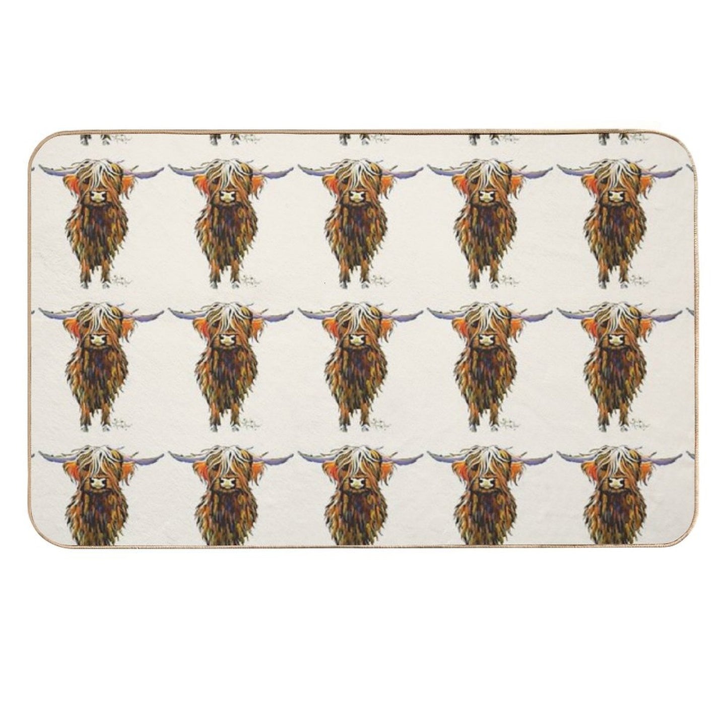 Scottish Highland Cow ' STEWART ' by Shirley MacArthur  Long-Lasting Bath Mat